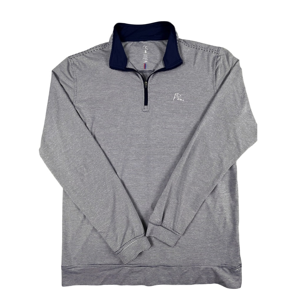 Rhoback Pullover Mens S Navy Striped Performance Quarter Zip Golf Activewear